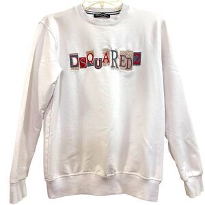 DSQUARED2 Womens small Crewneck Sweatshirt “dsquare2” Embroidered white